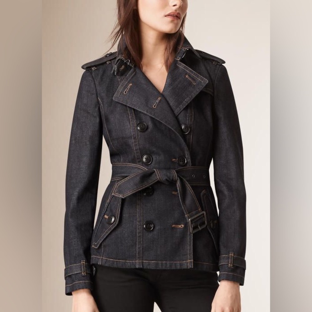 BURBERRY Brit Denim Short Trench Coat Jacket US 6 NWOT $995 Retail